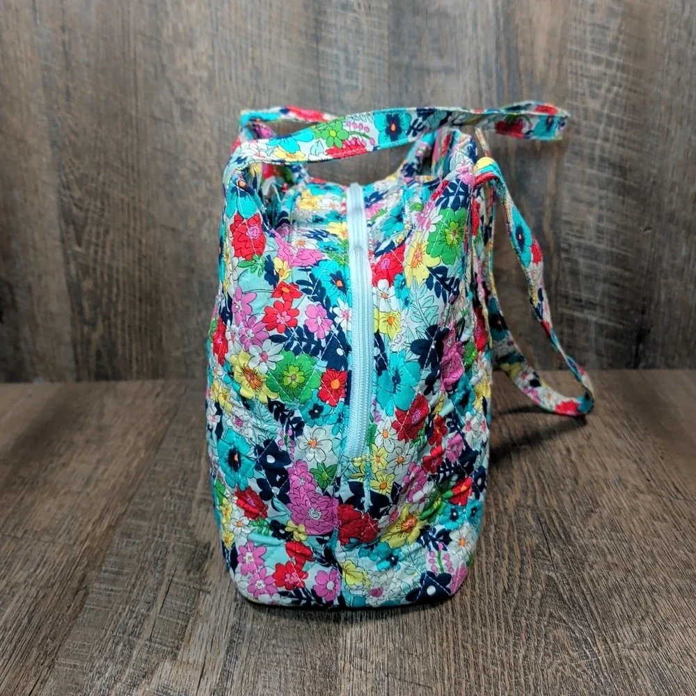 Vera Bradley Shoulder Bag Far Out Floral Three Compartment Quilted Purse Handbag